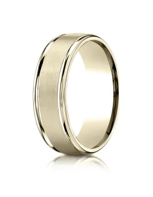 Benchmark 14k Yellow Gold 7mm Comfort-Fit Satin Finish High Polish Round Edge Carved Design Band ( 4-15)