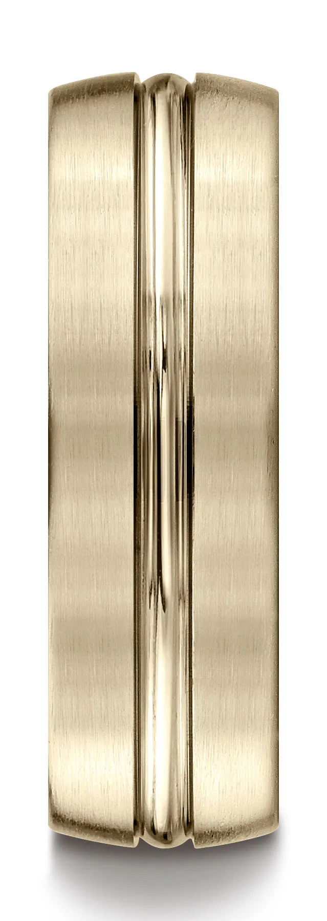 Benchmark 14k Yellow Gold 7mm Comfort-Fit Satin-Finish w/ High Polish Center Cut Carved Design Band,(4-15)