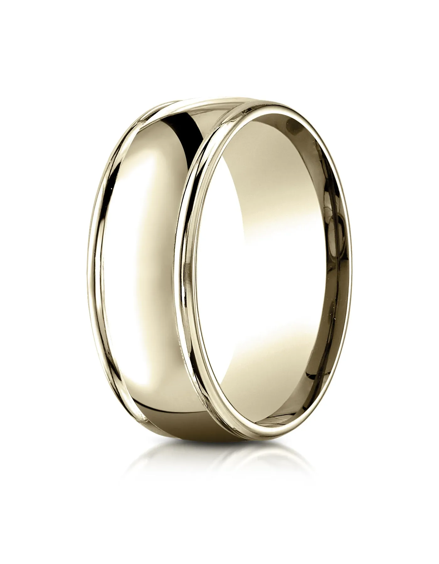Benchmark 14K Yellow Gold 8mm Comfort-Fit High Polish Finish Round Edge Design Wedding Band Ring