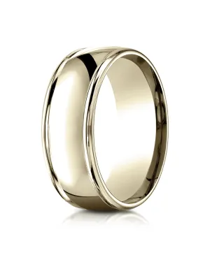 Benchmark 14K Yellow Gold 8mm Comfort-Fit High Polish Finish Round Edge Design Wedding Band Ring