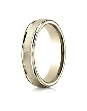Benchmark 18K Yellow Gold 4mm Comfort-Fit Wired-Finished with Round Edge Carved Design Wedding Band Ring