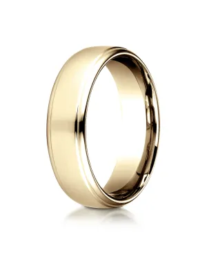 Benchmark 18k Yellow Gold 6.5mm Comfort-Fit Drop Edge High Polish Design Band, (Sizes 4-14)