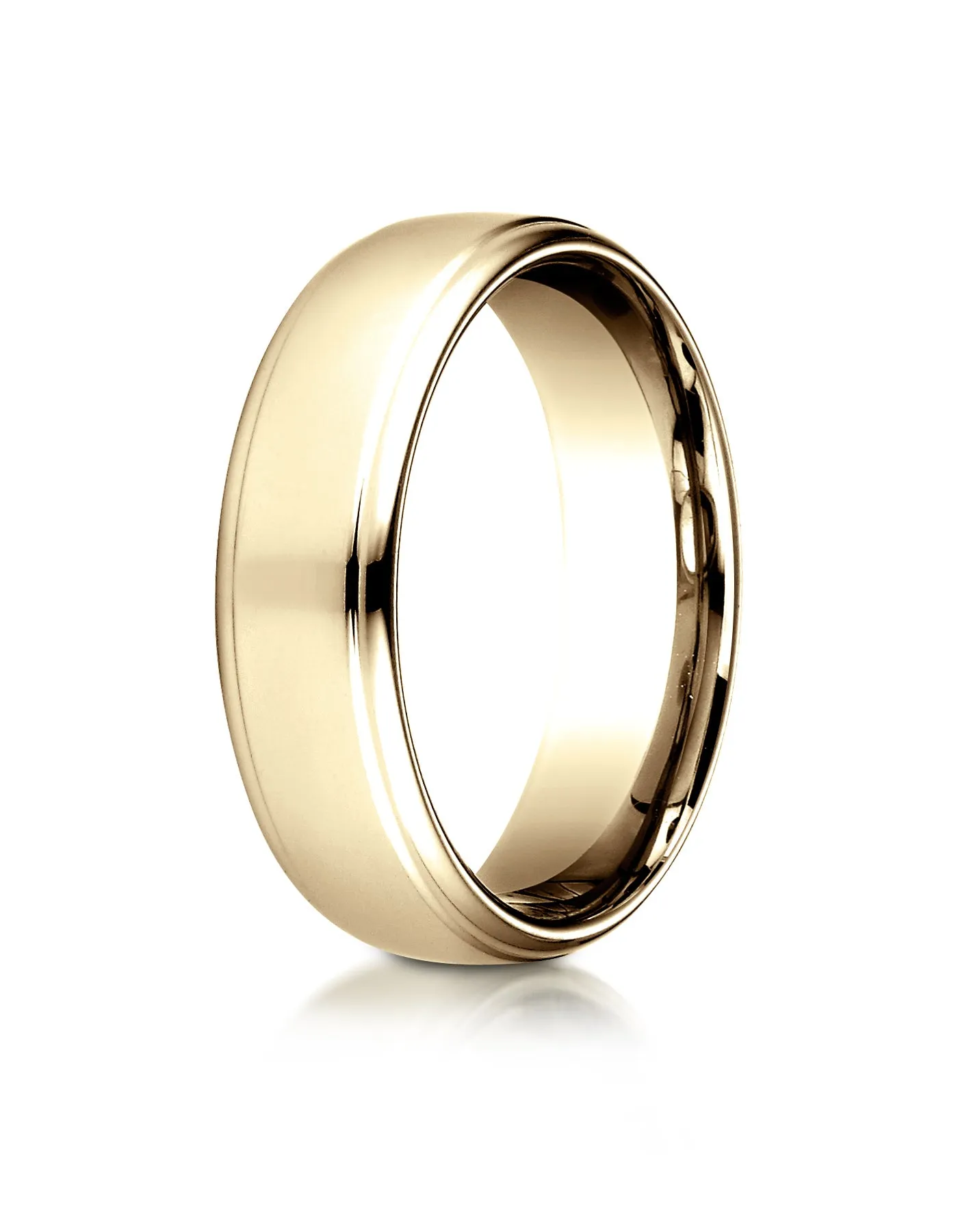 Benchmark 18k Yellow Gold 6.5mm Comfort-Fit Drop Edge High Polish Design Band, (Sizes 4-14)