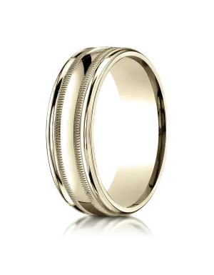 Benchmark 18k Yellow Gold 7mm Comfort-Fit High Polish with Milgrain Round Edge Carved Design Band (4-15)