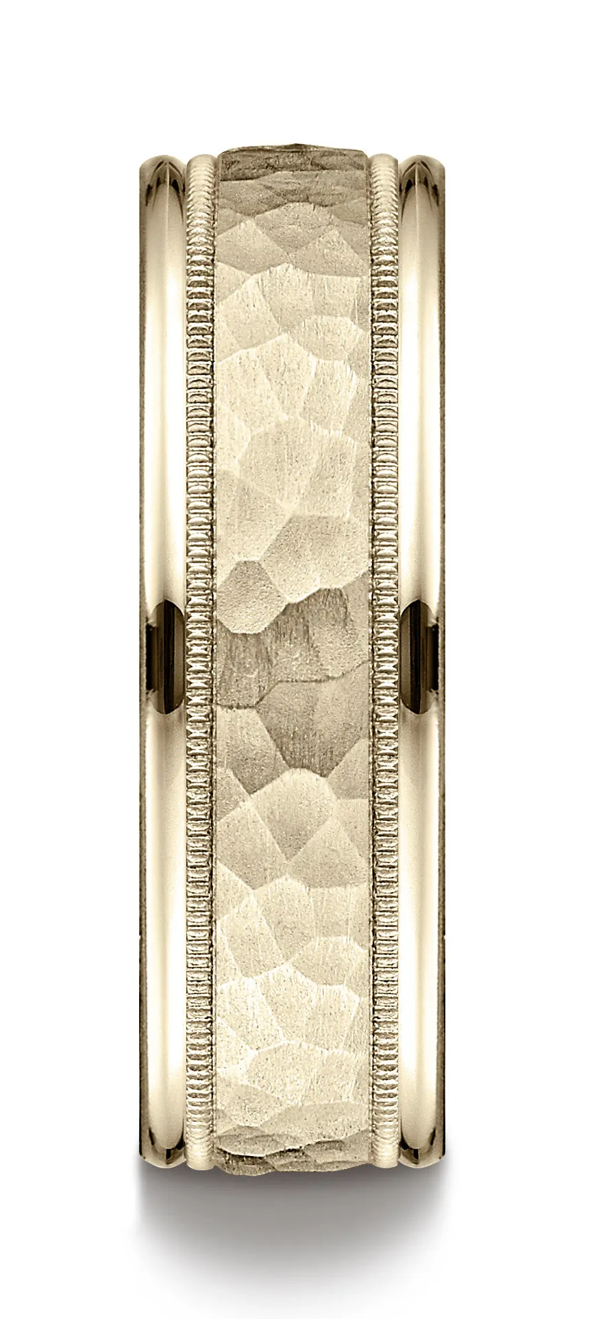 Benchmark 18k Yellow Gold 7mm Comfort-Fit High Polished Squared Edge Carved Design Band, (Sizes 6-13)