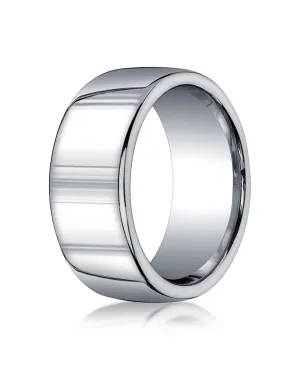 Benchmark Argentium Silver 10mm Comfort-Fit High Polished Design Wedding Band Ring, (Sizes 8 - 15)