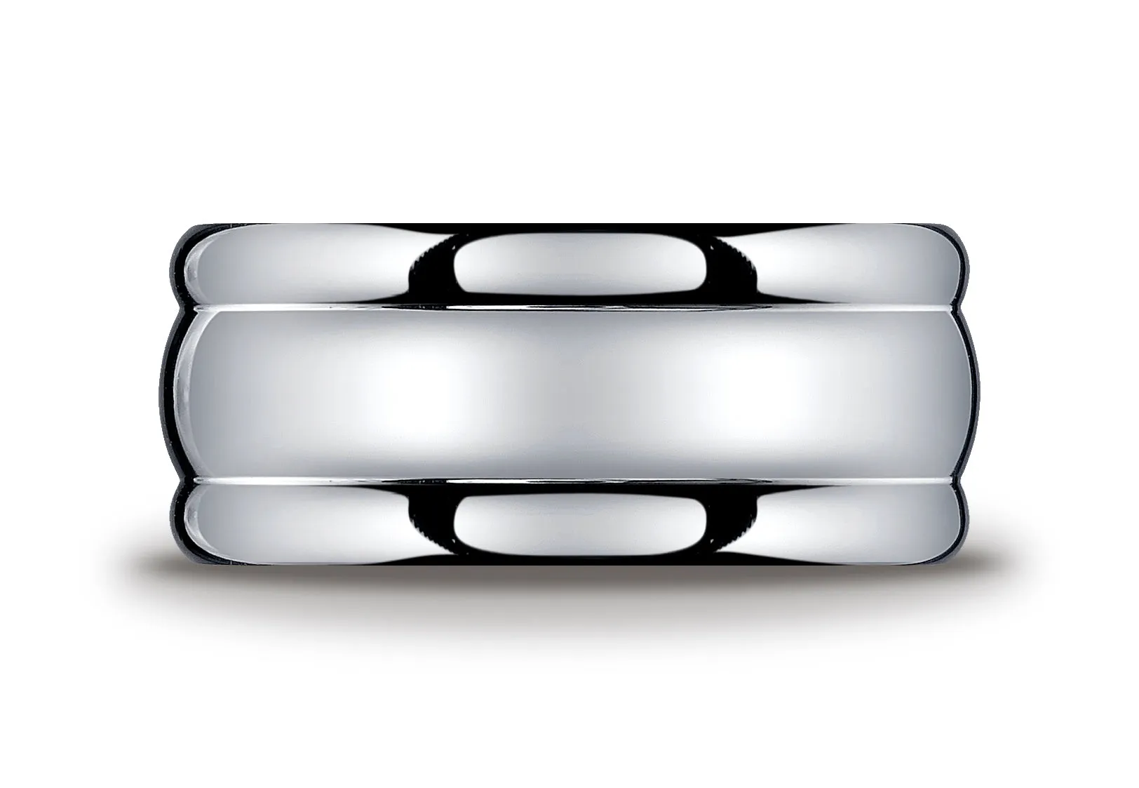 Benchmark Argentium Silver 10mm Comfort-Fit High Polished Design Wedding Band Ring, (Sizes 8 - 15)