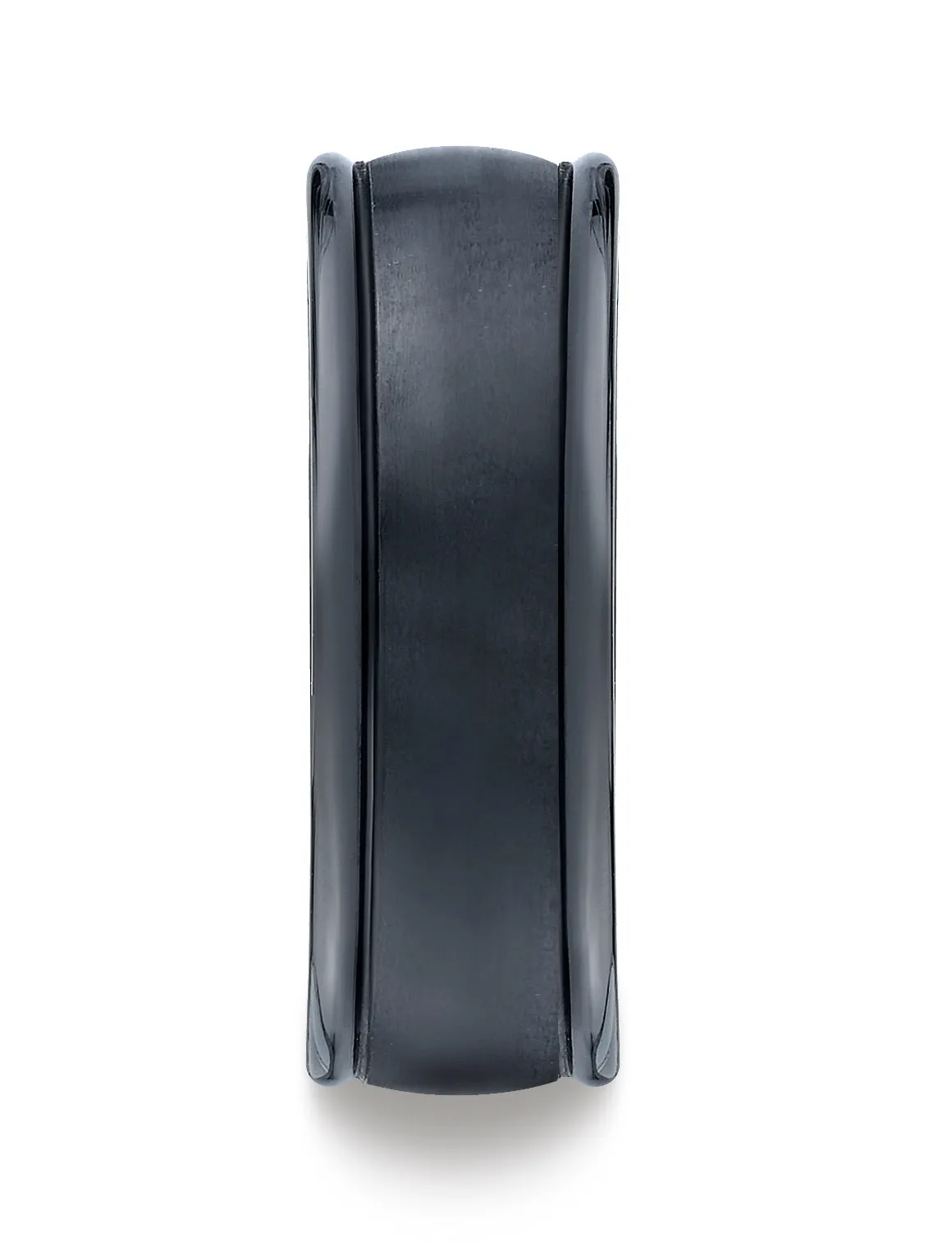 Benchmark Ceramic 8mm Comfort-Fit Satin-Finished Round Edge Design Wedding Band Ring, (Sizes 6 - 14)
