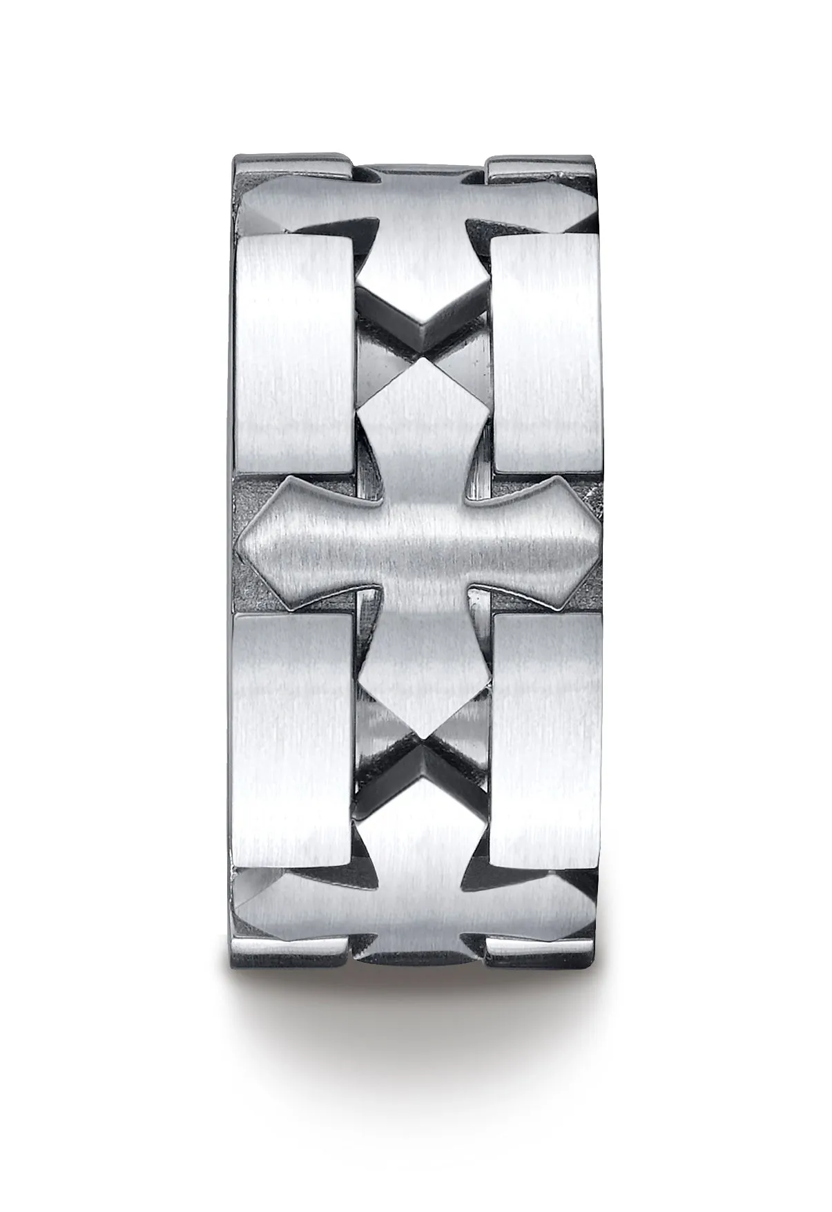 Benchmark Cobaltchrome 10mm Comfort-Fit Satin-Finished Celtic Cross Design Wedding Band Ring