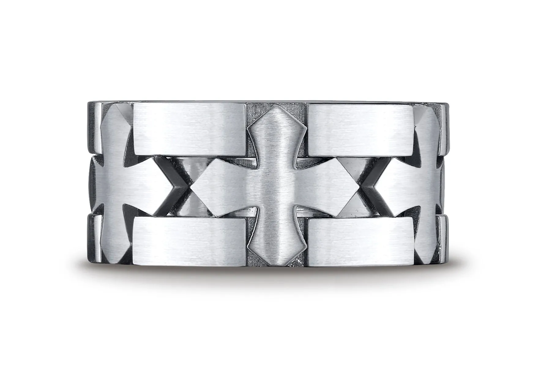 Benchmark Cobaltchrome 10mm Comfort-Fit Satin-Finished Celtic Cross Design Wedding Band Ring