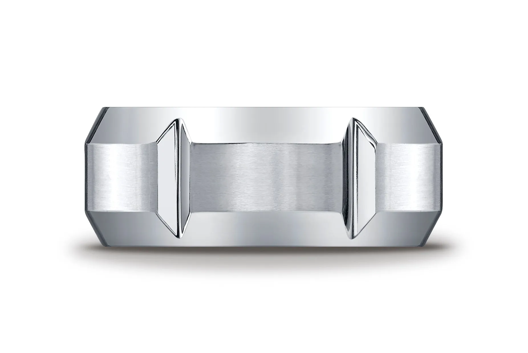 Benchmark Cobaltchrome 10mm Comfort-Fit Satin-Finished, High Polished Grooves & Beveled Edge Design Ring