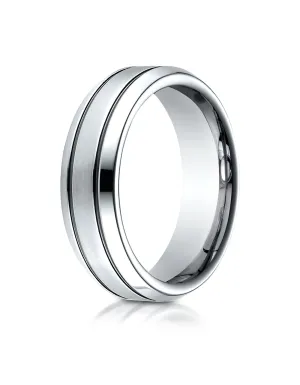 Benchmark Cobaltchrome 7 mm Comfort-Fit Satin-Finished Blackened Design Wedding Band Ring