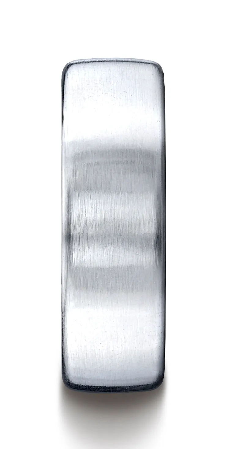 Benchmark Cobaltchrome 7.5mm Comfort-Fit Satin-Finished Design Wedding Band Ring, (Sizes 6 - 14)
