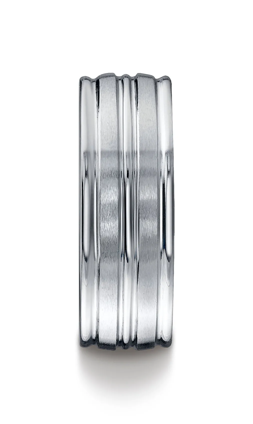 Benchmark Cobaltchrome 8mm Comfort-Fit with High Polished Center & Round Edge Design Wedding Band Ring
