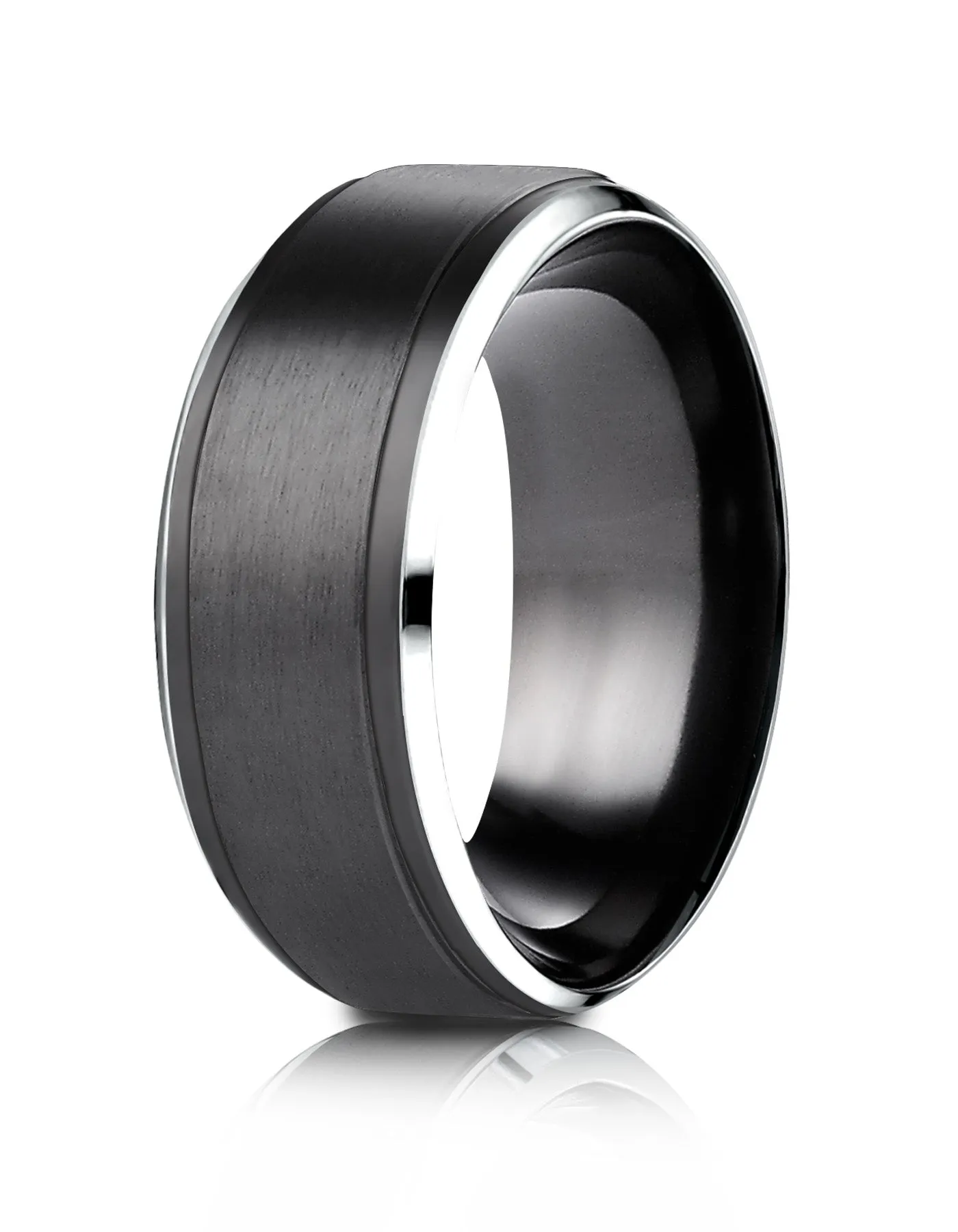 Benchmark Cobaltchrome 9mm Comfort-Fit Satin-Finished Stair-Step Edge Design Ring, (Sizes 6-14)