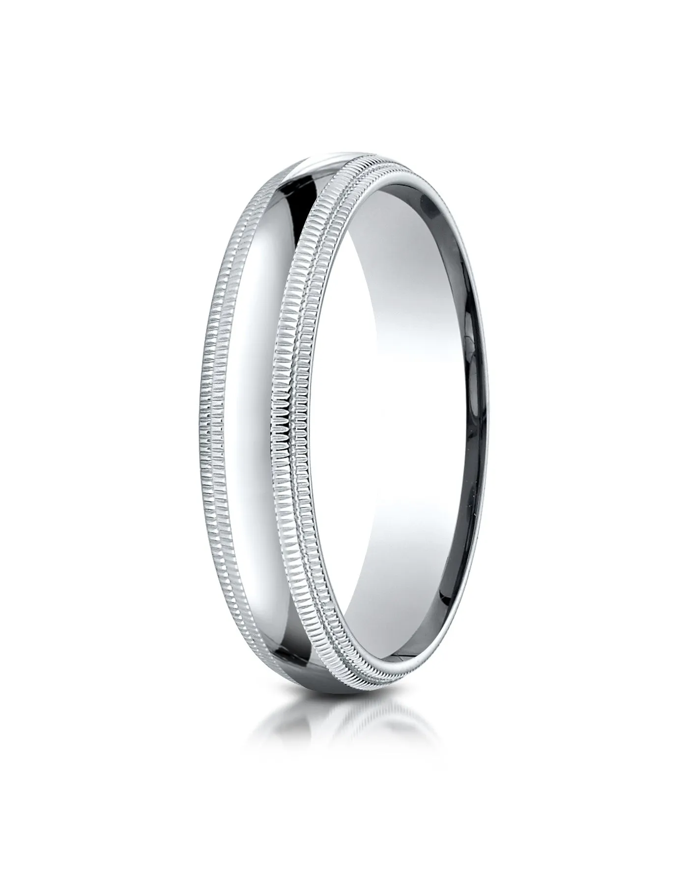 Benchmark Palladium 5mm Slightly Domed Standard Comfort-Fit Wedding Band Ring with Double Milgrain