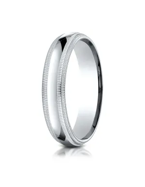 Benchmark Palladium 5mm Slightly Domed Standard Comfort-Fit Wedding Band Ring with Double Milgrain