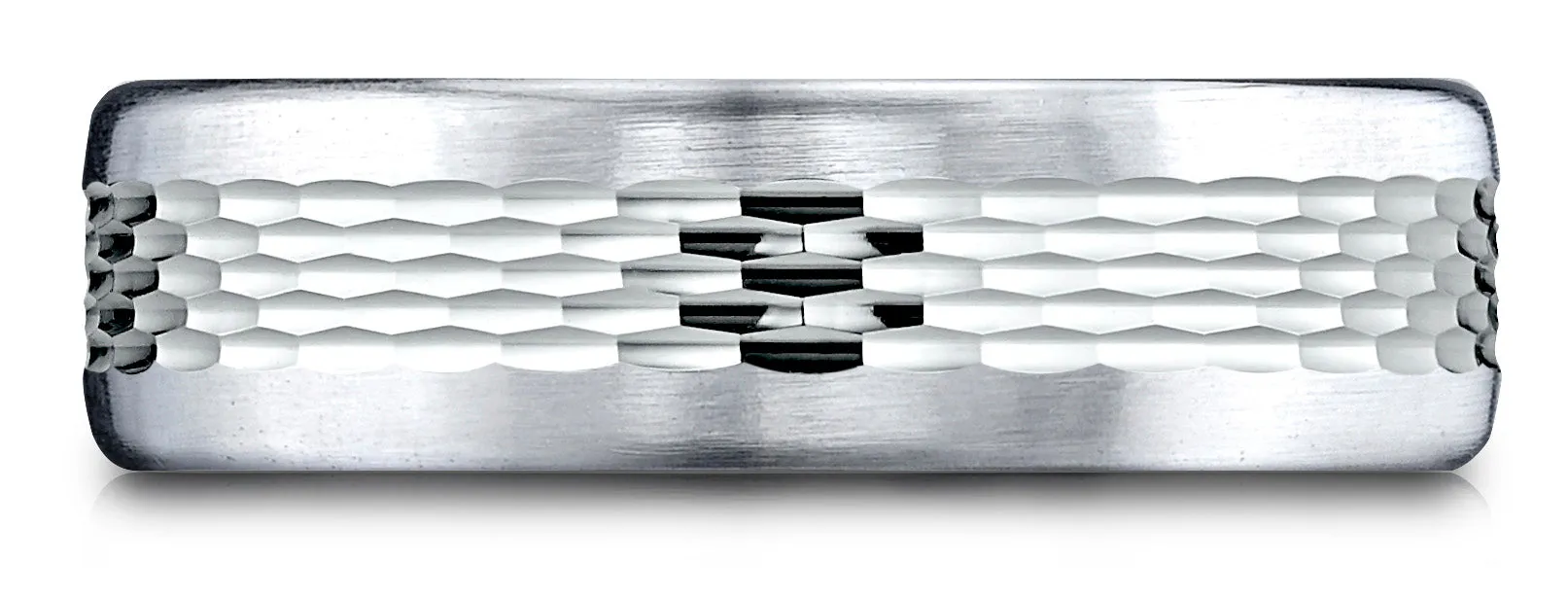 Benchmark Palladium 6.5mm Comfort-Fit Mesh Center Satin Finish Edge Design Band, (Sizes 4-14)