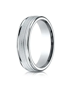 Benchmark Palladium 6mm Comfort-Fit Multi Milgrain Center High Polish Round Edge Design Wedding Ring