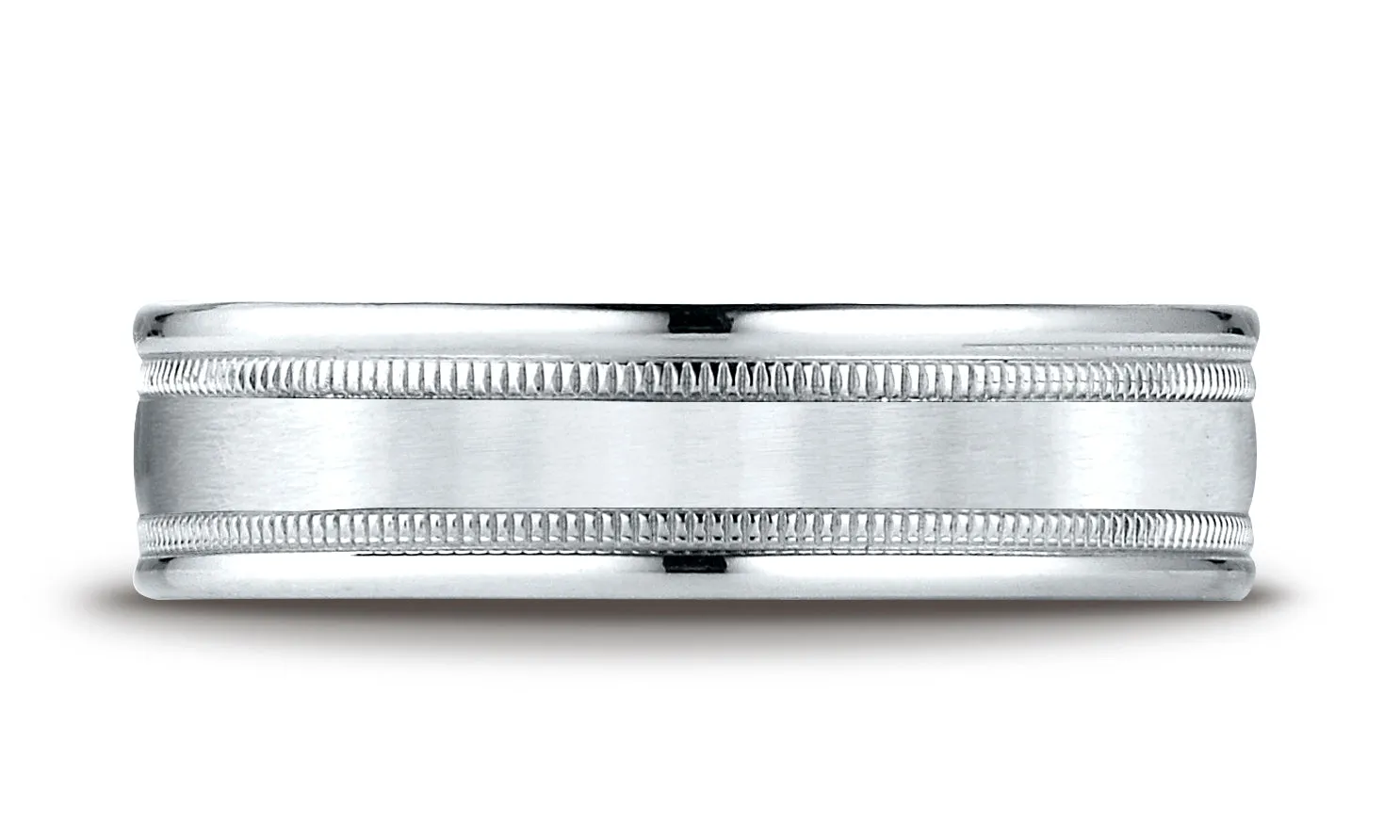 Benchmark Palladium 6mm Comfort-Fit Satin Finish Center with Milgrain Round Edge Carved Design Band Ring