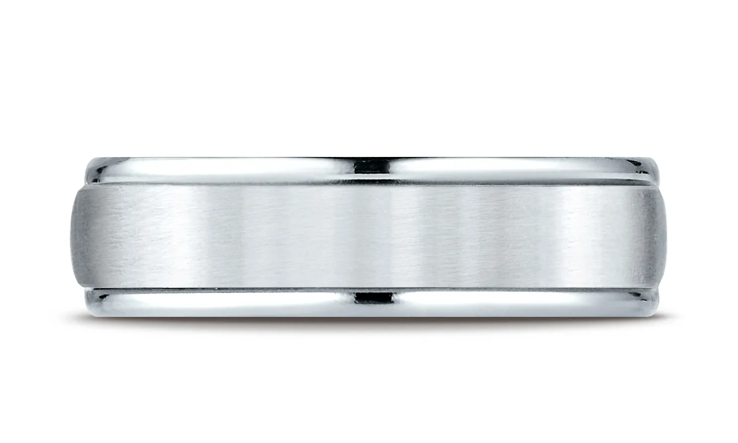 Benchmark Palladium 6mm Comfort-Fit Satin Finish High Polished Round Edge Carved Design Wedding Ring