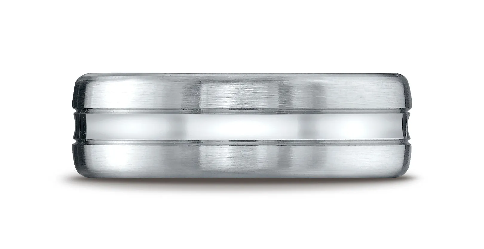 Benchmark Palladium 7.5mm Comfort-Fit Satin-Finished High Polished Center Cut Carved Design Wedding Band