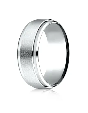 Benchmark Palladium 7mm Comfort-Fit Drop Bevel Swirl Finish Center Design Band, (Sizes 4-15)
