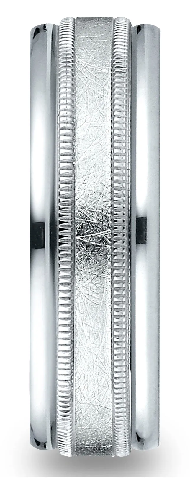 Benchmark Palladium 7mm Comfort-Fit Swirl Finish Center Milgrain Round Edge Carved Design Band,(Size 4-15)