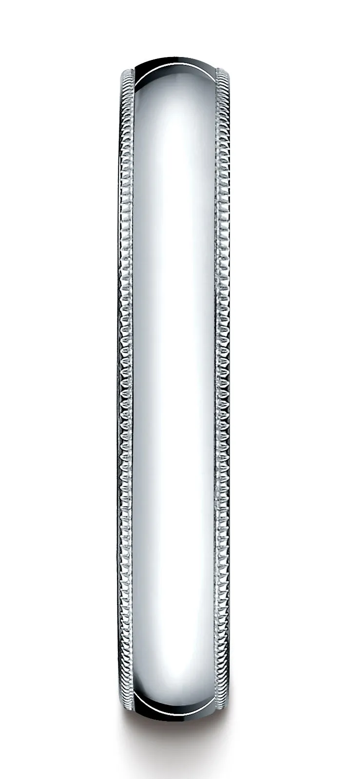 Benchmark Platinum 4mm Slightly Domed Super Light Comfort-Fit Wedding Band Ring with Milgrain
