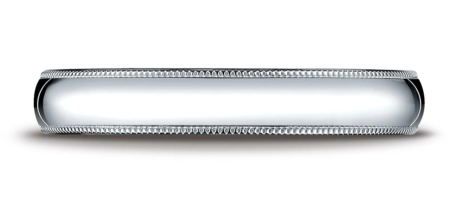 Benchmark Platinum 4mm Slightly Domed Super Light Comfort-Fit Wedding Band Ring with Milgrain