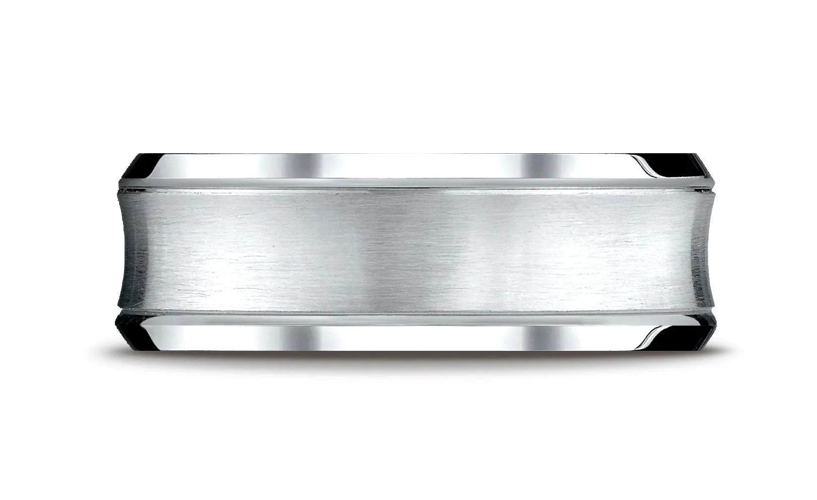 Benchmark Platinum 7.5mm Comfort-Fit Satin-Finished Concave Beveled Edge Design Wedding Band Ring