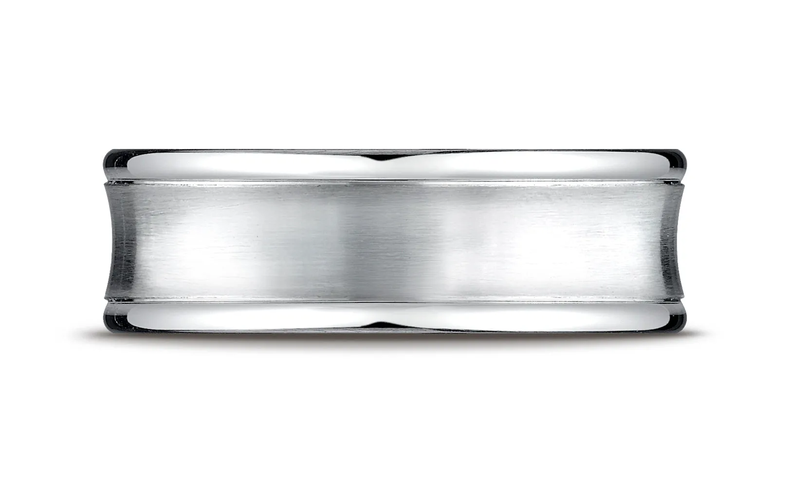 Benchmark Platinum 7.5mm Comfort-Fit Satin-Finished Concave Round Edge Carved Design Wedding Band Ring