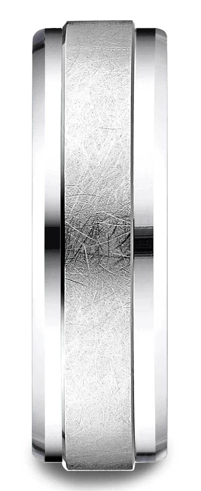 Benchmark Platinum 7mm Comfort-Fit Drop Bevel Swirl Finish Center Design Band, (Sizes 4-15)