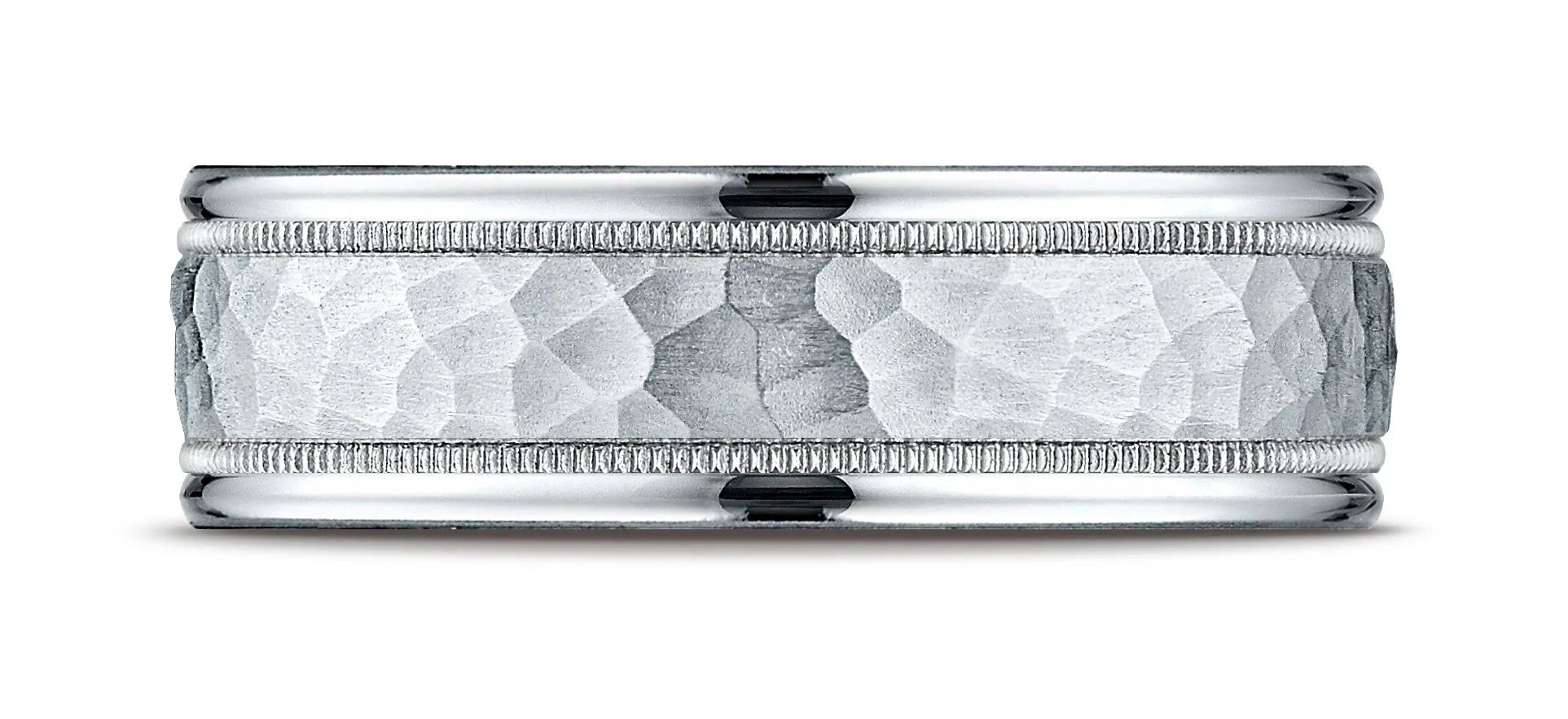 Benchmark Platinum 7mm Comfort-Fit High Polished Squared Edge Carved Design Band, (Sizes 6-13)