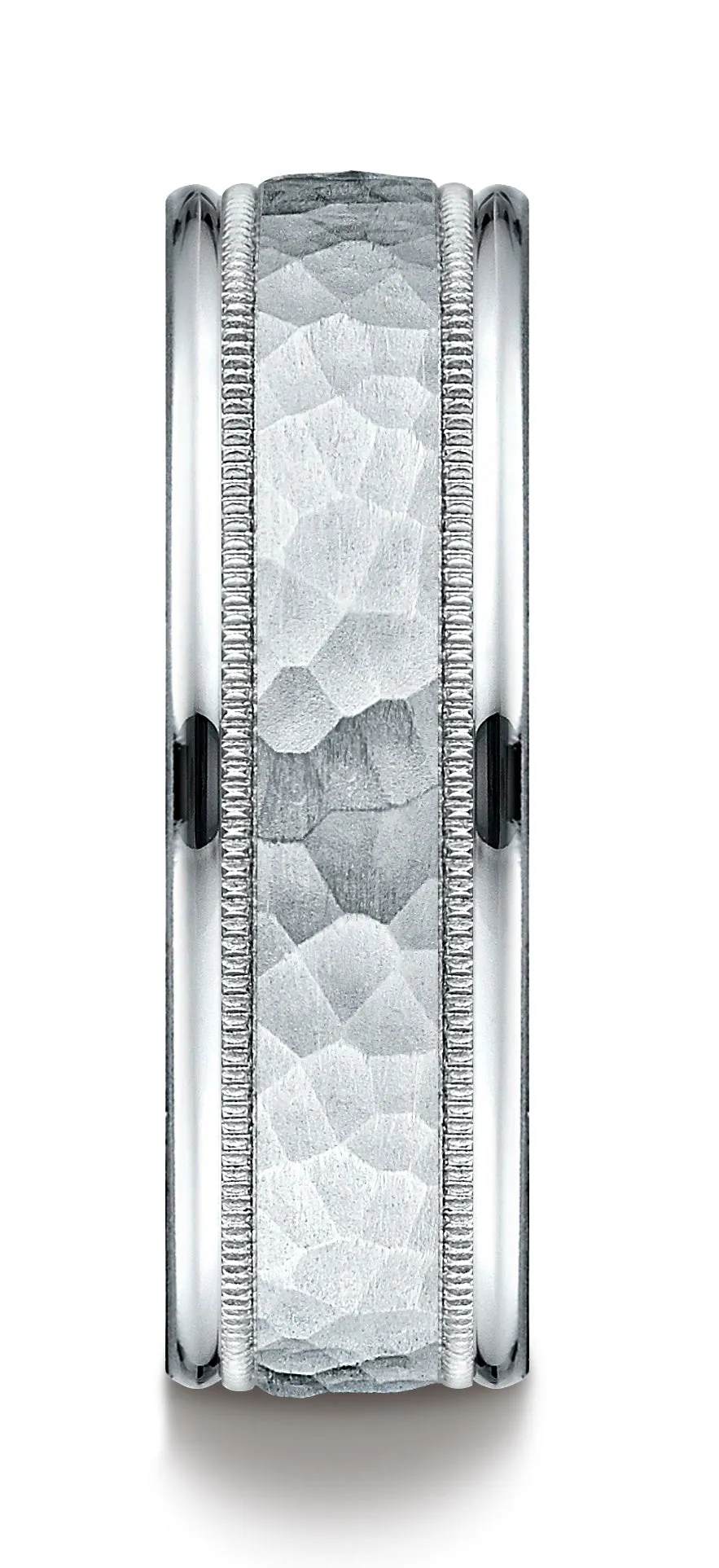 Benchmark Platinum 7mm Comfort-Fit High Polished Squared Edge Carved Design Band, (Sizes 6-13)