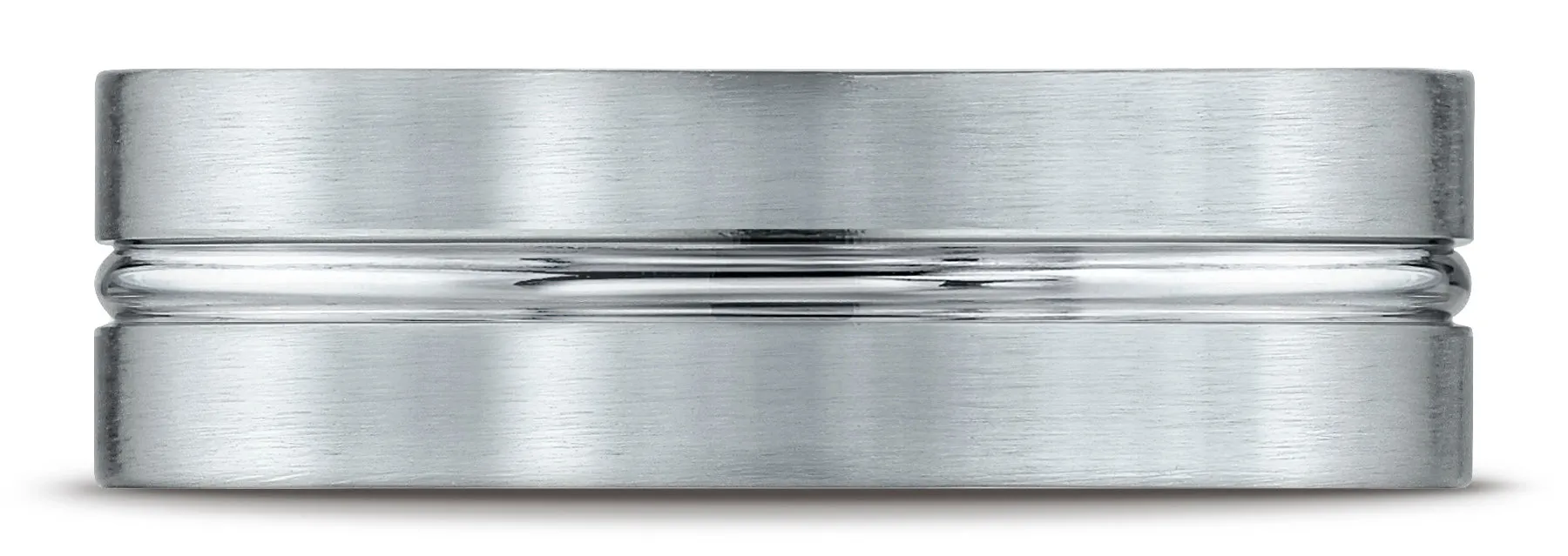 Benchmark Platinum 7mm Comfort-Fit Satin-Finish with High Polished Center Cut Carved Design Band ( 4-15)