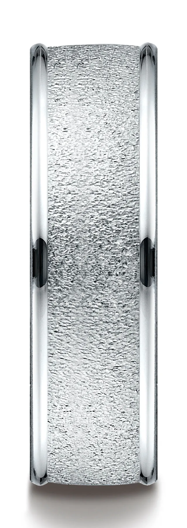 Benchmark Platinum 7mm Comfort-Fit Wired-Finished High Polished Round Edge Carved Design Band, (4-15)