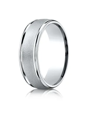 Benchmark Platinum 7mm Comfort-Fit Wired-Finished High Polished Round Edge Carved Design Band, (4-15)