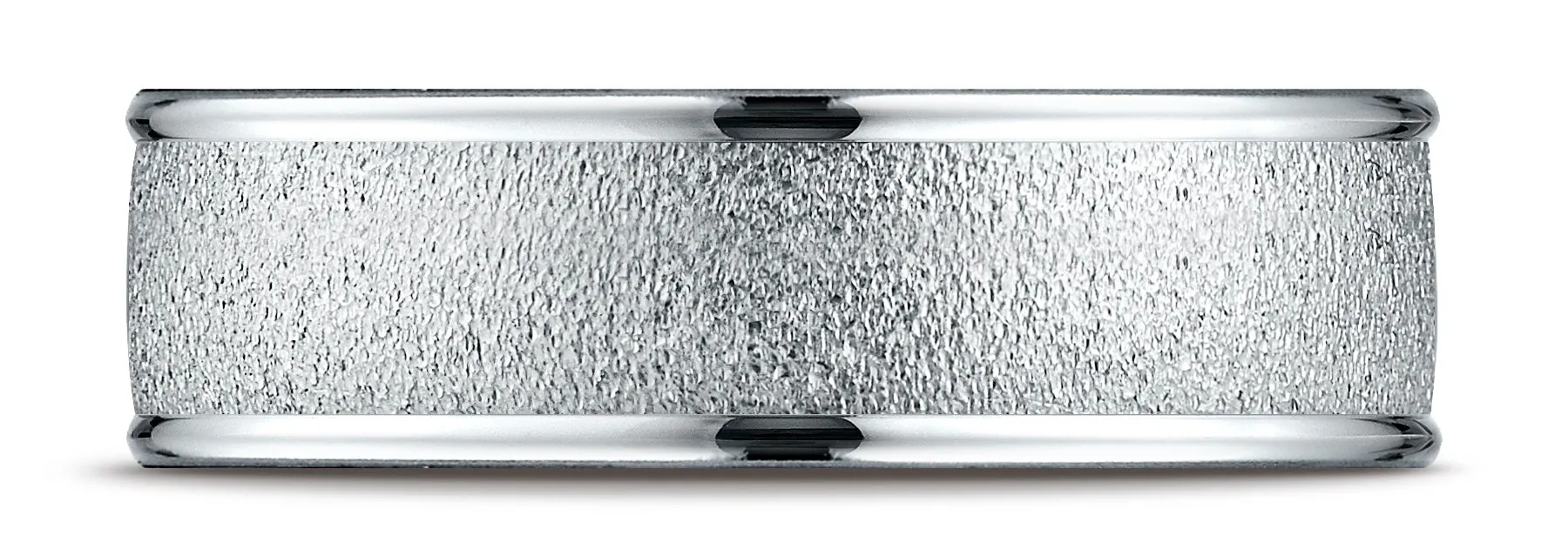 Benchmark Platinum 7mm Comfort-Fit Wired-Finished High Polished Round Edge Carved Design Band, (4-15)