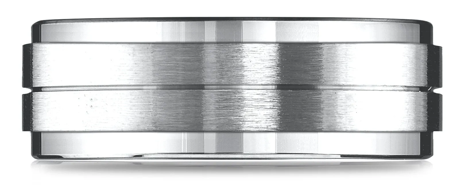 Benchmark Platinum 8mm Comfort-Fit Drop Bevel Satin Center Design Band, (Sizes 4-15)