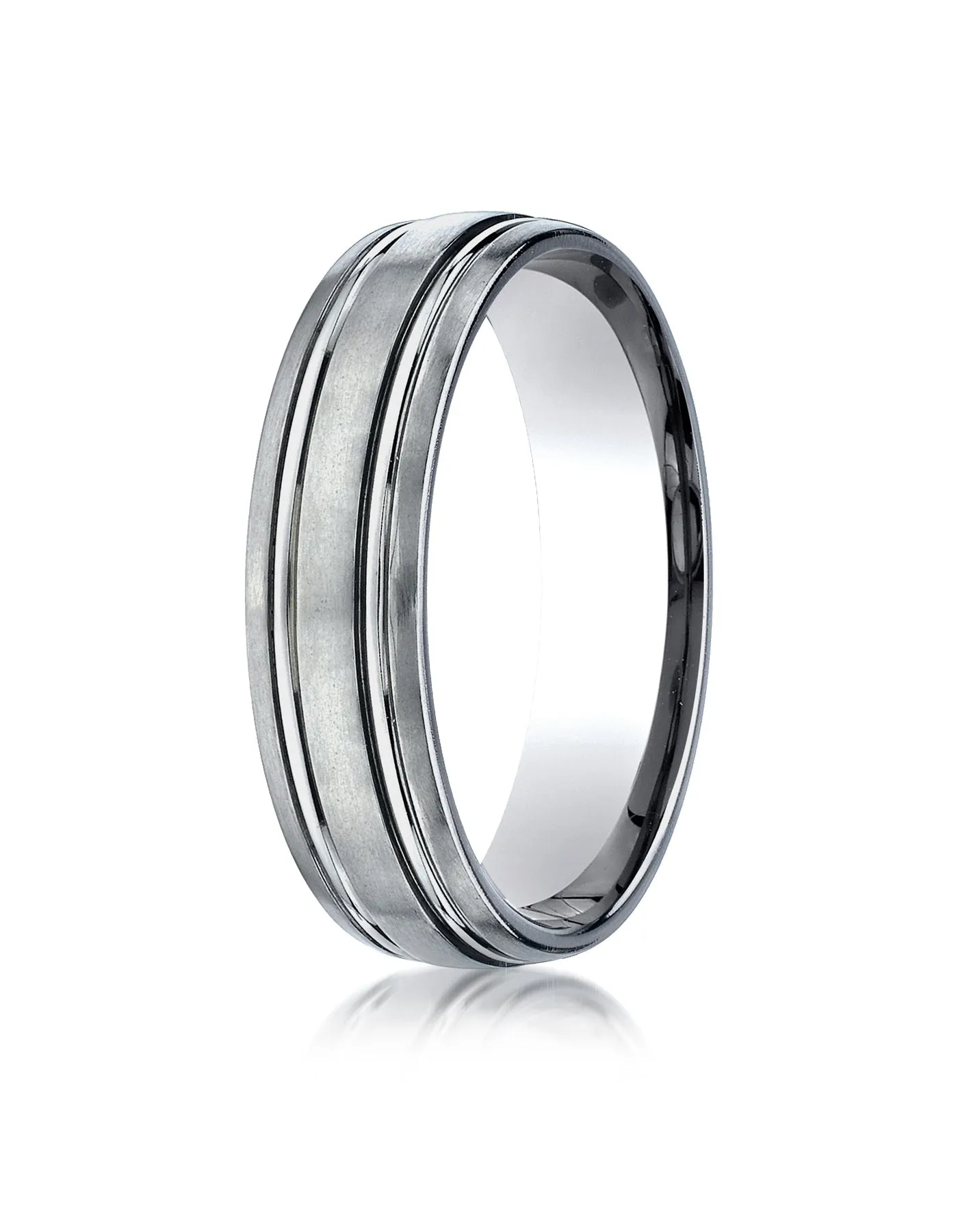 Benchmark Titanium 6mm Comfort-Fit Satin-Finished Design Wedding Band Ring, (Sizes 6 - 14)