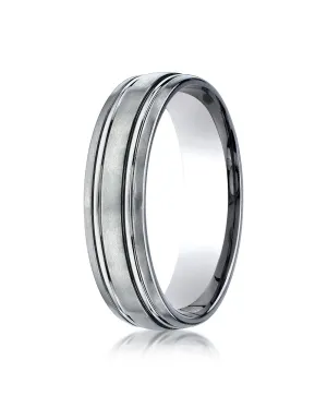 Benchmark Titanium 6mm Comfort-Fit Satin-Finished Design Wedding Band Ring, (Sizes 6 - 14)