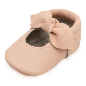 BirdRock Baby Bow and Knot Moccasins - Genuine Leather Baby Girl Shoes (Desert Rose Knot, US 2)