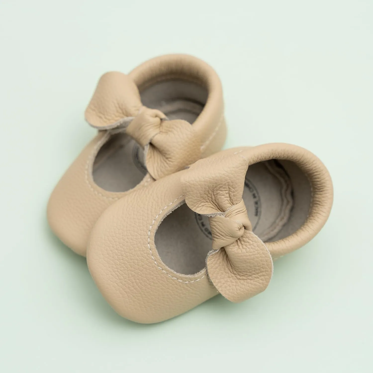 BirdRock Baby Bow and Knot Moccasins - Genuine Leather Baby Girl Shoes (Desert Rose Knot, US 2)