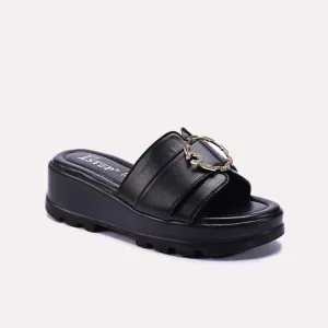 Black Chunky Comfy Casual Slippers 0412667