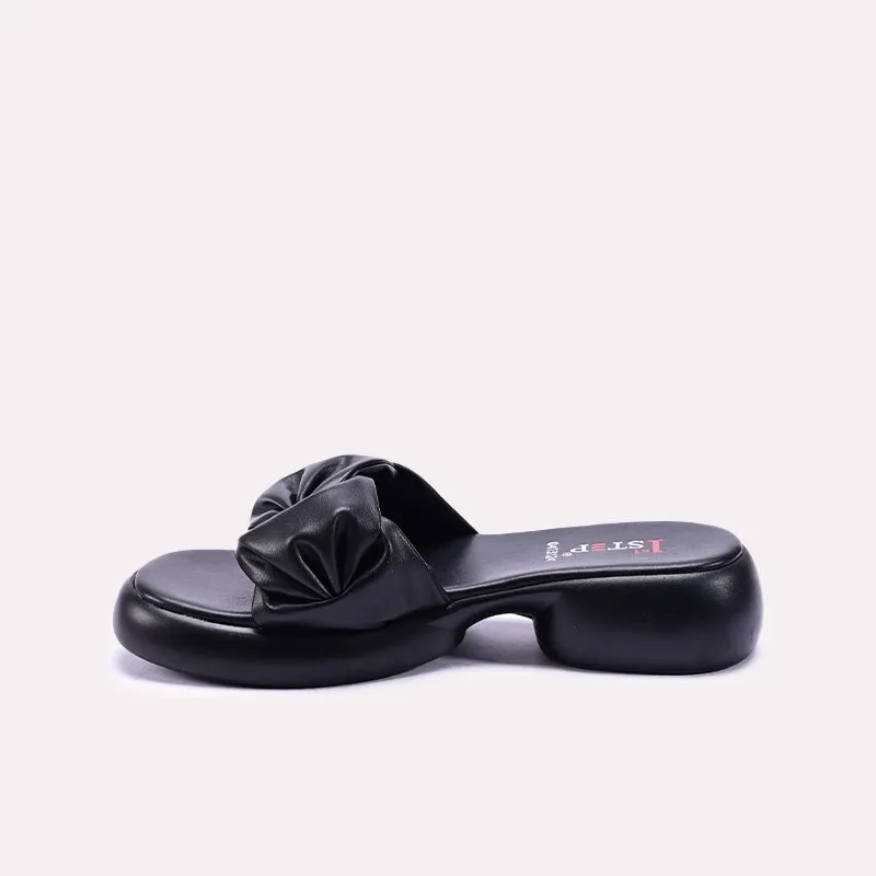 Black Comfy Chunky Casual Slippers 0413124