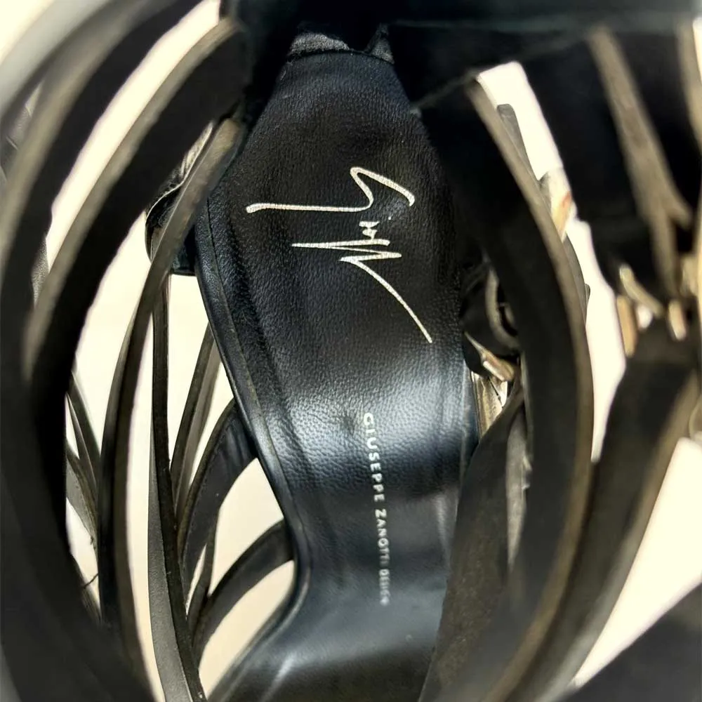 Black Leather Ankle Strap Sandals