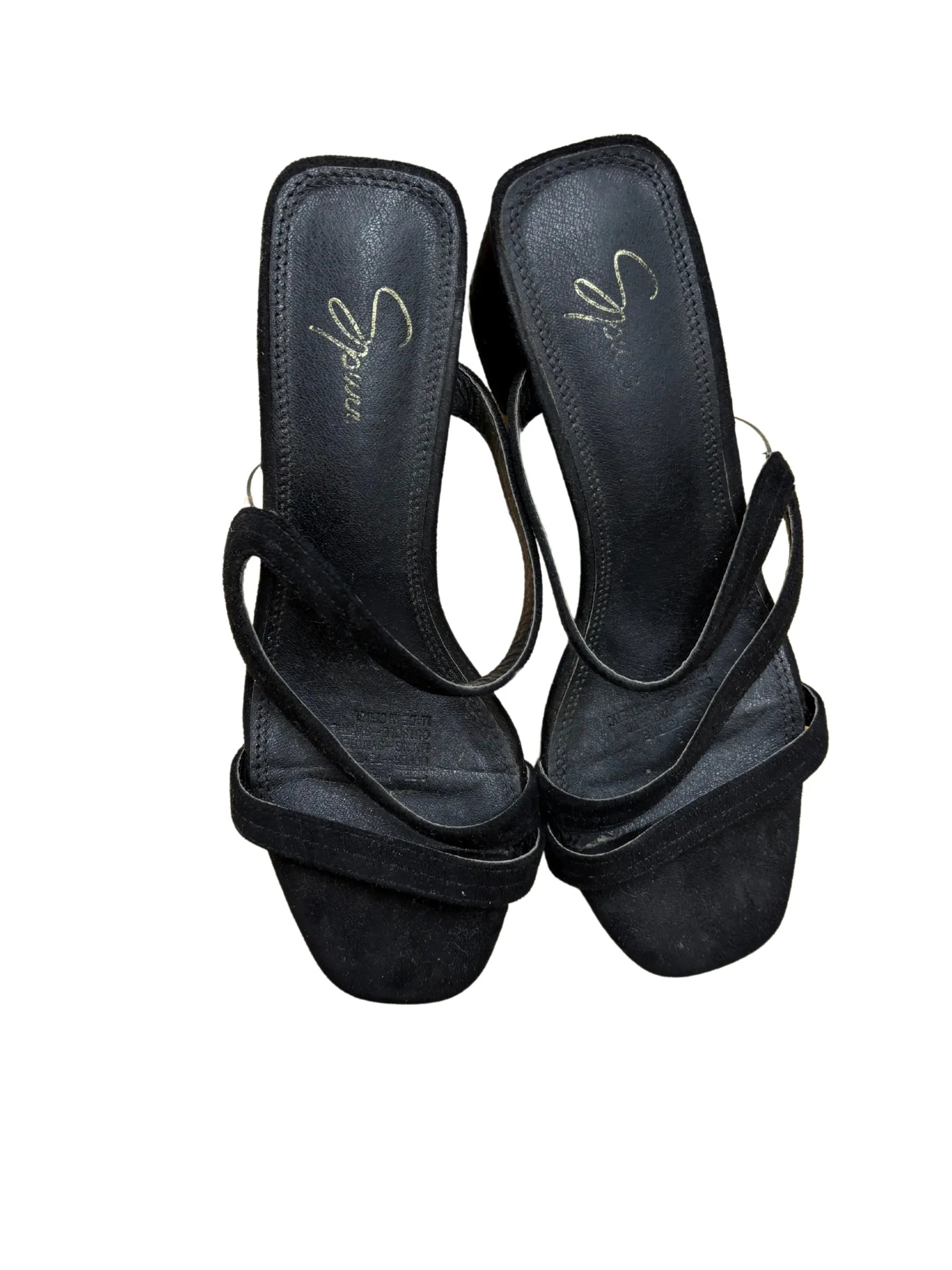 Black Mule Heel with Black Squiggle Strap