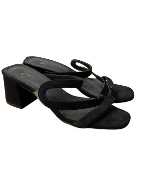 Black Mule Heel with Black Squiggle Strap