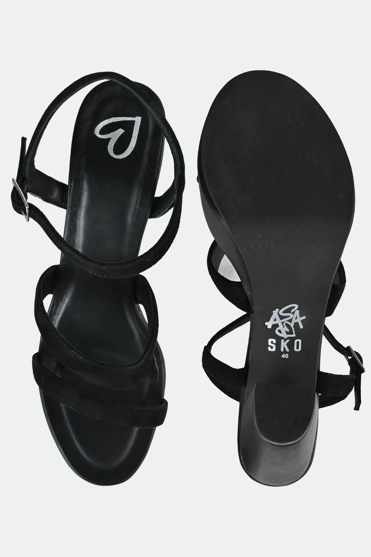 Black Two Strap Platform Heels For Women
